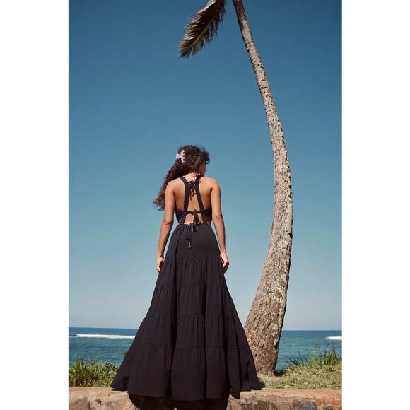 FREE PEOPLE Free-Est Auralie Maxi Dress Long Tiered Cotton - Picture 2 of 10